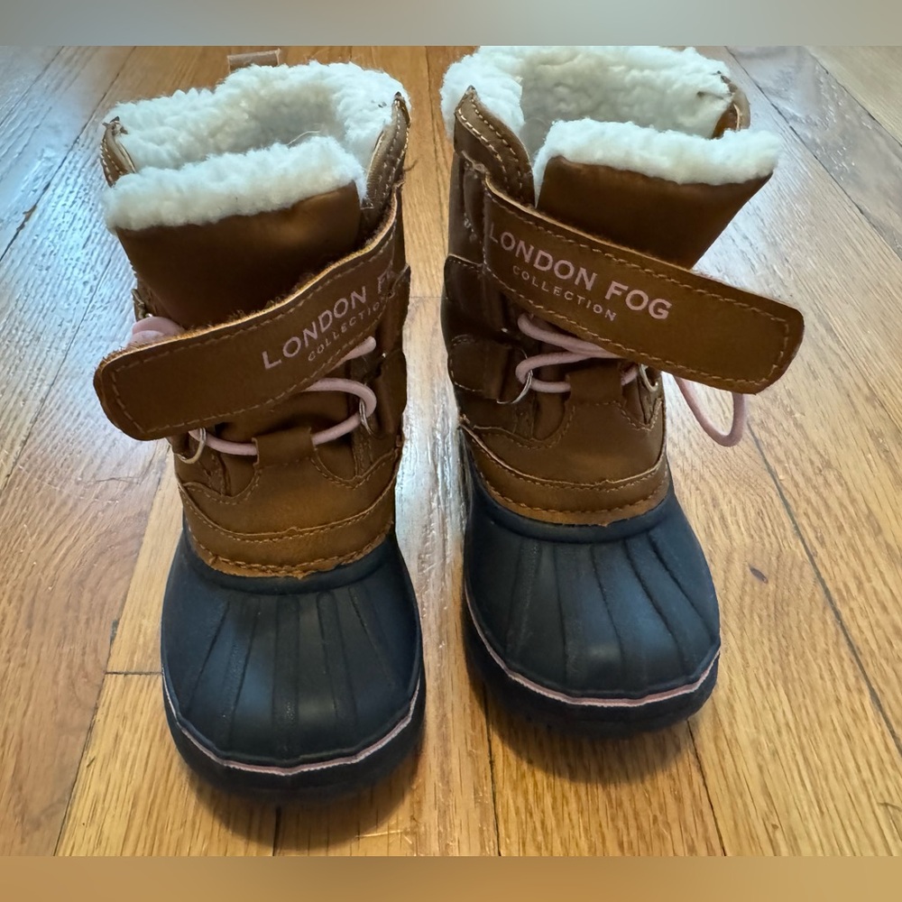 London Fog Toddler Osterley lBoots Rubber Faux Fur Fleece Duck Snow Boots Sz 6